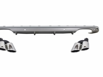 Rear Diffuser Double Outlet with Exhaust Muffler Tips suitable for AUDI Q5 8R Facelift (2009-2016) only S-Line Bumper