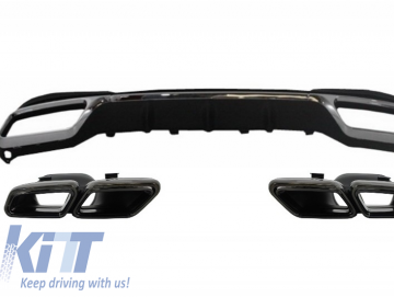 Rear Diffuser with Exhaust Muffler Tips Black suitable for MERCEDES E-Class W212 Facelift (2013-2016) only Sport package Bumper