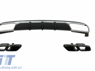 Rear Diffuser with Exhaust Muffler Tips Black suitable for Mercedes E-Class W212 Facelift (2013-2016) only Standard Bumper