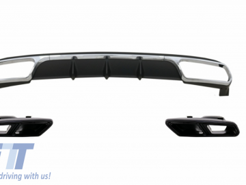 Rear Diffuser with Exhaust Muffler Tips Black suitable for Mercedes E-Class W212 Facelift (2013-2016) only Standard Bumper