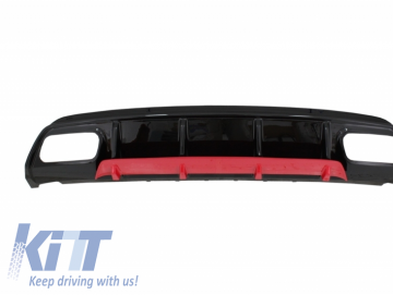 Rear Diffuser with Exhaust Muffler Tips Chrome and Splitters Fins suitable for MERCEDES A-Class W176 (2012-2018) A45 Facelift Design Red Edition