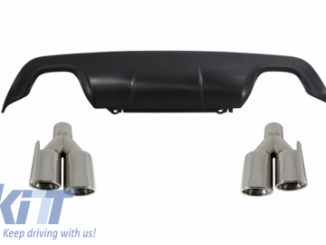 Rear Diffuser with Exhaust Muffler Tips Quad suitable for BMW 5 Series E60 E61 (2003-2010) Sport M-Technik Design