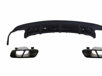 Rear Diffuser with Exhaust Muffler Tips Black suitable for Mercedes CLA W117 X117 Shooting Brake (2013-2018) Sport Pack