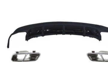 Rear Diffuser with Exhaust Muffler Tips Chrome suitable for Mercedes CLA W117 X117 Shooting Brake (2013-2018) Sport Pack