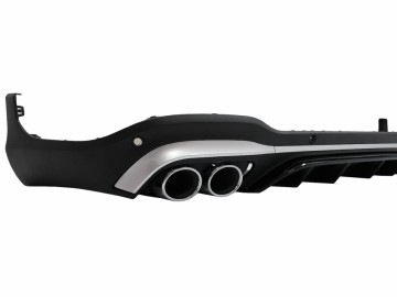 Rear Diffuser with Exhaust Muffler Tips suitable for MERCEDES GLC COUPE Facelift (C253) (2020-) GLC43 Design Silver Tips