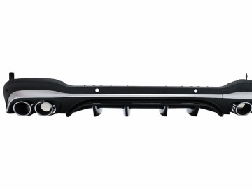 Rear Diffuser with Exhaust Muffler Tips suitable for MERCEDES GLC COUPE Facelift (C253) (2020-) GLC43 Design Silver Tips