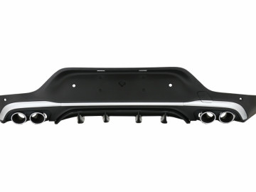 Rear Diffuser with Exhaust Silver Muffler Tips suitable for Mercedes GLC Coupe Facelift C253 (2020-) GLC43 Design