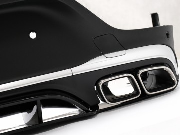 Rear Diffuser with Exhaust Silver Muffler Tips suitable for Mercedes GLC Coupe Facelift C253 (2020-) GLC63 Design