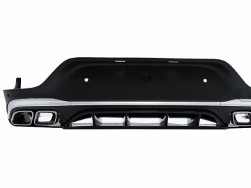 Rear Diffuser with Exhaust Silver Muffler Tips suitable for Mercedes GLC Coupe Facelift C253 (2020-) GLC63 Design