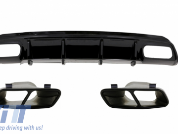 Rear Diffuser with Muffler Tips Black suitable for MERCEDES W176 A-Class 2012-2015 A45 Facelift Design