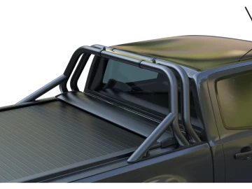 Roll bar com Design Desportivo Preto mate de duas peças de tubo inoxidável Nissan D40 (Navara)