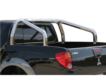 Roll bar em aço inox Ø76mm, com travessia lateral (cabine extra)