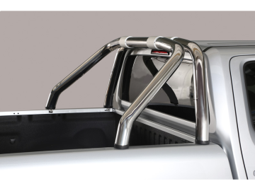 Roll bar em tubo de inox Ø76 mm sem travessa lateral (compatível com terceira luz de travão e V6). Tipo RLD