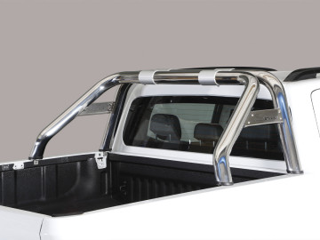 Rollbar RLSS em aço inoxidável Ø76 mm com travessa lateral para L200 (1996–2005) (cabina dupla; cabina simples).