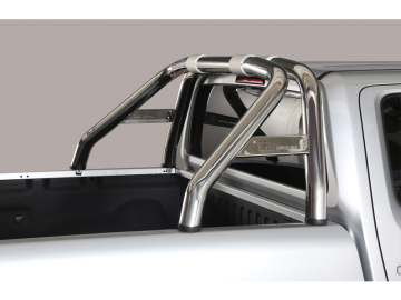 Rollbar em tubo de inox Ø76 mm com travessa lateral (compatível com 3.ª luz de travão e V6). Tipo RLD.