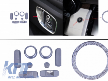 Seat Adjustment Chrome Frame Trim with Ring Frame Start Button suitable for Land Rover Discovery 5 L462 (2017-) Discovery Sport L550 (2014-) Range Rov