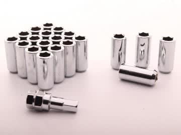 Set Of Silver Long Imbus Lug Nuts 12X1,25 + Key