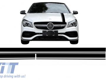 Set Sticker Matte Black Upper Bonnet Roof & Tailgate suitable for MERCEDES Benz CLA W117 C117 X117 (2013-2016) A Class W176 (2012-2018) 45 A-Design Ed