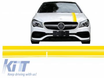 Set Sticker Matte Yellow Upper Bonnet Roof & Tailgate suitable for MERCEDES Benz CLA W117 C117 X117 (2013-2016) A Class W176 (2012-2018) 45 A-Design E