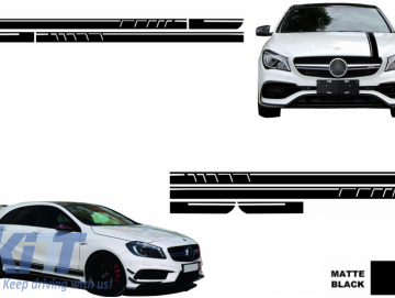 Set Sticker Side Decals&Upper Bonnet Roof Tailgate Matte Black suitable for MERCEDES Benz CLA W117 C117 X117 (13-16) W176 (12-18) 45 A-Design Edition 