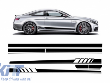 Set Sticker Side Decals&Upper Bonnet Roof Tailgate Matte Black suitable for MERCEDES Benz Coupe C205 A205 Cabriolet 2014+ 45 A-Design Edition 1