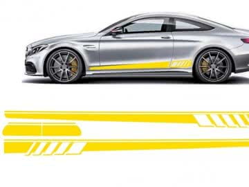 Side Decals Sticker Vinyl Matte Yellow suitable for MERCEDES Benz C205 Coupe A205 Cabriolet (2014-)