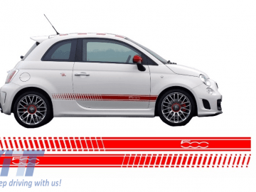 Side Decals Sticker Vinyl Red suitable for FIAT 500 (2007+)