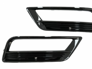 Side Grilles Front Bumper suitable for VW Golf VII 7 (2013-2017) R-Line Design Piano Black