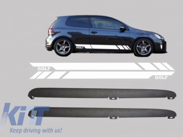 Side Skirts with Side Decals Sticker Vinyl White suitable for VW Golf VI Golf 6 2008-2014 GTI Design