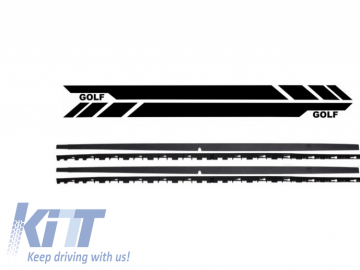 Side Skirts with Side Decals Sticker Vinyl Black suitable for VW Golf 7 VII 2013+ GTI Design