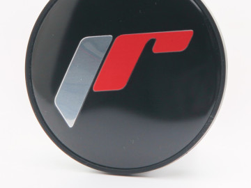 Sticker For Center Cap 087 - Black Silver/Red Letters