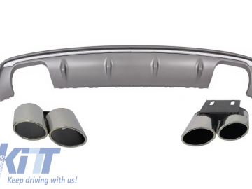 Suitable for AUDI A3 8V Sedan (2012-2015) Rear Bumper Valance Diffuser with Exhaust Muffler Tips Tail Pipes S3 Quad Design