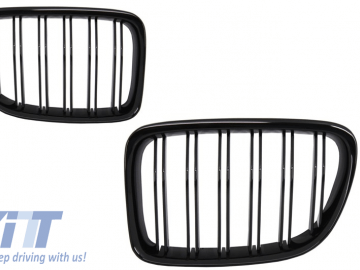 Suitable for BMW X1 E84 (2009-2014) Central Grilles Kidney Grilles Piano Black Double Stripe Design