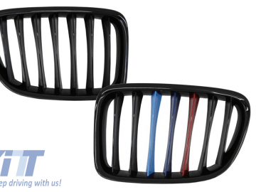 Suitable for BMW X1 E84 (2009-2014) Central Grilles Kidney Grilles Piano Black M-Power 3 Color Design