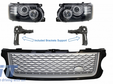 Suitable for Land ROVER Range ROVER Vogue L322 (2002-2009) Headlights with Brackets Support and Central Grille Autobiography Supercharged Edition