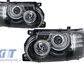 Suitable for Land ROVER Range ROVER Vogue L322 (2002-2009) Headlights with Brackets Support and Central Grille Black Autobiography Supercharged Editio