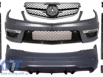 Suitable for MERCEDES C-Class W204 C204 Facelift C63 Design Body Kit with Front Grille Sport Black Glossy & Chrom
