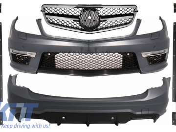 Suitable for MERCEDES C-Class W204 Facelift Body Kit T-Modell S204 Station Wagon Estate with Front Grille Sport Black Glossy & Chrome