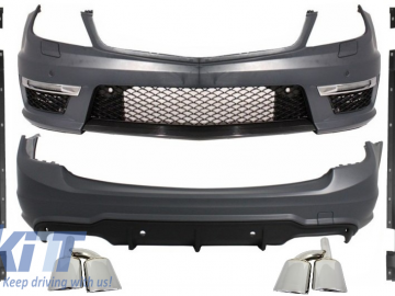 Suitable for MERCEDES C-Class W204 Facelift C63 Design Body Kit T-Modell S204 Station Wagon Estate with Exhaust Muffler Tips