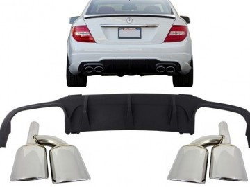 Suitable for MERCEDES C-class W204 2012-up C63 Design Sport Rear Bumper Valance Diffuser Limo Coupe with Exhaust Muffler Tips