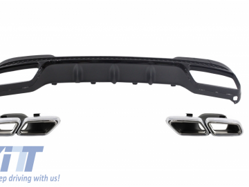Suitable for MERCEDES E-Class W212 Facelift (2013-2016) Sport Pack Black Rear Diffuser & Exhaust Tips Tailpipe Package