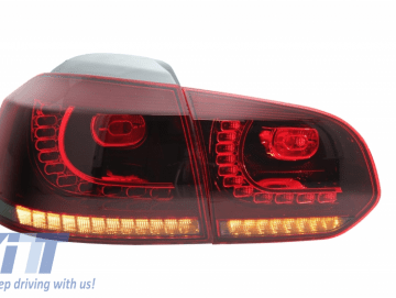 Taillights Full LED suitable for VW Golf 6 VI (2008-2013) R20 Design Red Cherry with Sequential Dynamic Turning Lights (LHD and RHD)