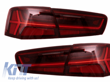 Taillights Full LED suitable for Audi A6 4G C7 Limousine (2011-2014) Red/Clear Facelift Design with Sequential Dynamic Turning Lights