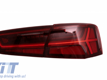 Taillights Full LED suitable for Audi A6 4G C7 Limousine (2011-2014) Red/Clear Facelift Design with Sequential Dynamic Turning Lights