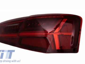 Taillights Full LED suitable for Audi A6 4G C7 Limousine (2011-2014) Red/Clear Facelift Design with Sequential Dynamic Turning Lights