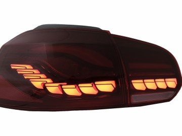 Taillights Full LED suitable for VW Golf 6 VI (2008-2013) R20 Design Red Cherry with Sequential Dynamic Turning Lights (LHD and RHD)