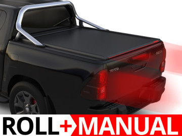 Tessera Roll+: Cobertura Retrátil Manual Toyota Hilux (Revo) '07-2016-> cabine dupla compatível com a roll bar OEM da Toyota
