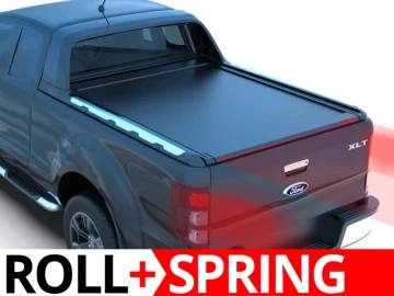 Tessera Roll+: Cobertura Rígida Retrátil Manual Assistido por Mola Ford Ranger 2012+ 2016+ 2020+ Wildtrack Cabine Extra