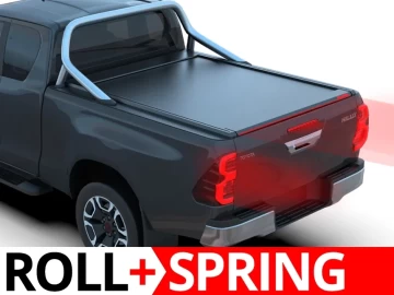 Tessera Roll+: Cobertura Rígida Retrátil Manual Assistido por Mola Toyota Hilux (Revo) '07-2016-> com OEM Roll bar 