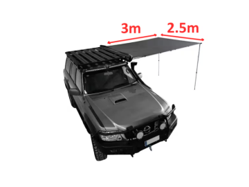 Toldo lateral Offroad com iluminação – 2,5 m de largura x 3 m aberto – Cinzento